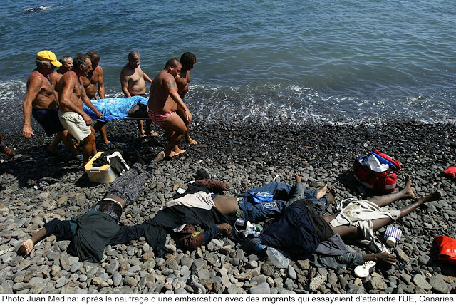 migrantes en la orilla