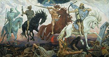 Los Jinetes del Apocalipis (fuente Wikipedia) 350px jinetes del apocalipsis vasnetsov   wikipedia