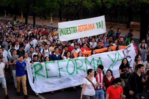 a student march in asuncion on september 20 2016 drew thousands of students and supporters to the streets