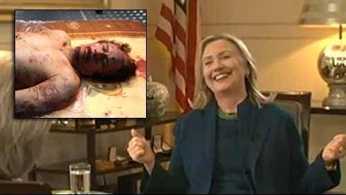 Hillary Clinton festejando la muerte de Muammar Gaddafi hilary clinton laughs gaddafi 